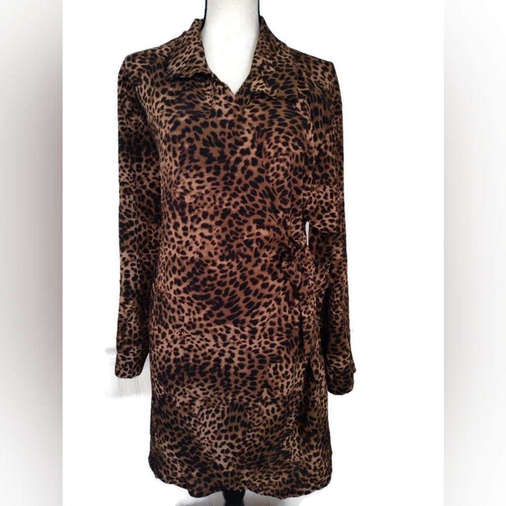 Leopard Print Wrap Dress Plus Size 16/18